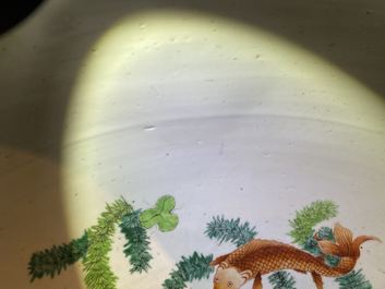 A large Chinese Imari-style fish bowl, Kangxi