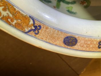 A large Chinese Imari-style fish bowl, Kangxi
