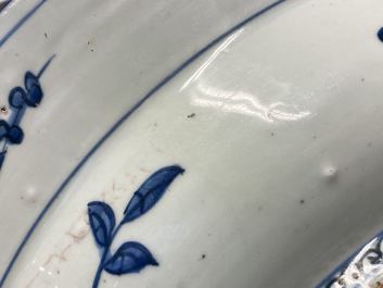 A large Chinese blue and white 'two phoenixes' dish, Jiajing