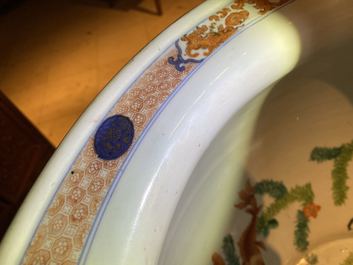 A large Chinese Imari-style fish bowl, Kangxi