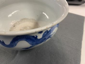 A Chinese blue and white 'dragon' censer, Kangxi