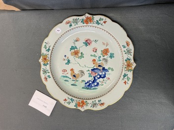 A Chinese famille rose 'rooster' dish, Yongzheng
