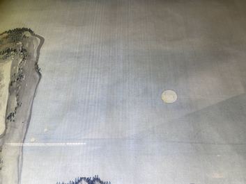 Chinese school, ink and colour on silk, 18/19th C.: 'Tea party on the water'