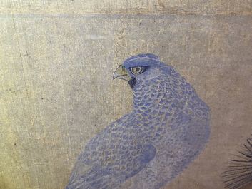 Ecole chinoise, encre et couleurs sur soie, 17/18&egrave;me: 'Un faucon de chasse'