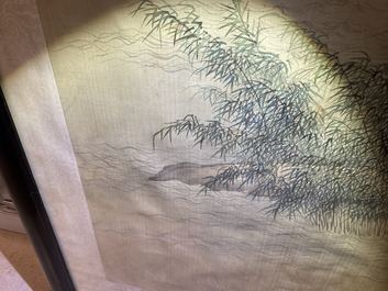 Chinese school, ink and colour on silk, 18/19th C.: 'Tea party on the water'