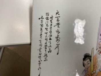 A Chinese rectangular qianjiang cai plaque, Republic