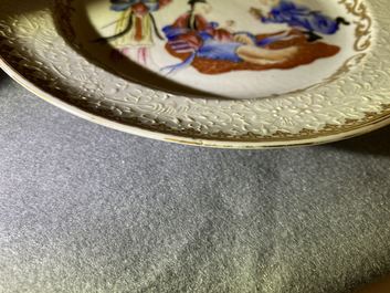 A Chinese famille rose bianco sopra bianco plate, Qianlong