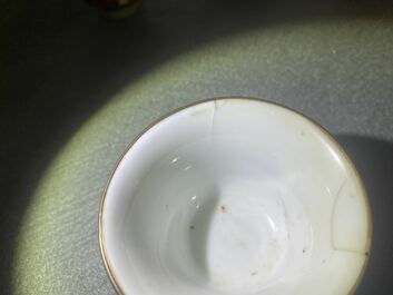 Four Chinese Thai market Bencharong cups, 19th C.