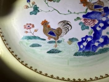 A Chinese famille rose 'rooster' dish, Yongzheng