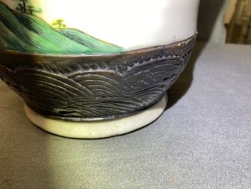 A Chinese Nanking famille rose crackle-glazed 'warrior' vase, 19th C.