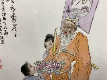 A Chinese rectangular qianjiang cai plaque, Republic