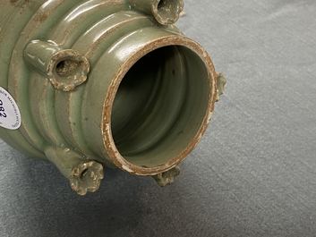 A Chinese Longquan celadon five-spouted urn, Song
