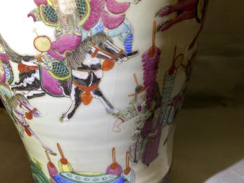 A Chinese Nanking famille rose crackle-glazed 'warrior' vase, 19th C.