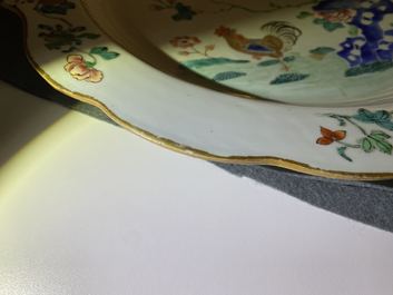A Chinese famille rose 'rooster' dish, Yongzheng