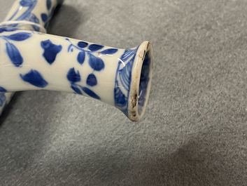 A Chinese blue and white two-spouted oil and vinegar bottle, Kangxi