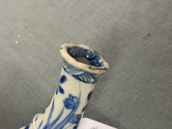 A Chinese blue and white two-spouted oil and vinegar bottle, Kangxi