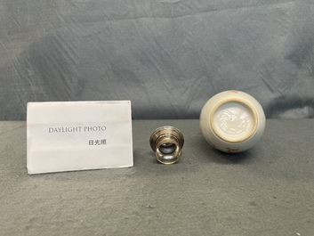 A Chinese silver-mounted iron red 'dragon and phoenix' vase, Kangxi