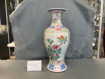 A Chinese famille rose vase with floral design, Hongxian mark, Republic