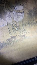 Ecole chinoise, encre et couleurs sur papier, 19&egrave;me si&egrave;cle: 'Le roi de l'enfer'