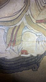 Ecole chinoise, encre et couleurs sur papier, 19&egrave;me si&egrave;cle: 'Le roi de l'enfer'