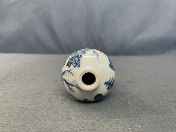 A Chinese blue, white and copper red miniature 'meiping' vase, Kangxi