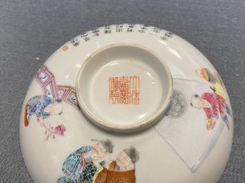 Een paar Chinese famille rose dekselkommen, Jiaqing merk en periode