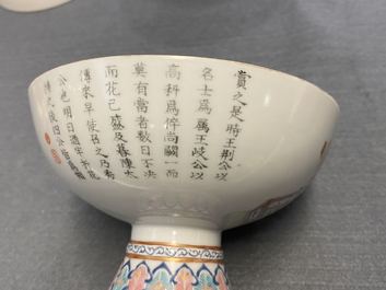 Een paar Chinese famille rose dekselkommen, Jiaqing merk en periode