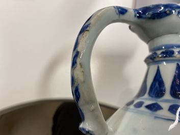 A Chinese blue and white Islamic market 'aftaba' ewer, Kangxi