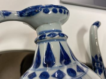 A Chinese blue and white Islamic market 'aftaba' ewer, Kangxi