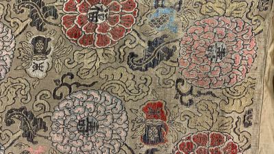 Three Chinese silk embroidered 'Star gods and immortals' panels, 19th C.
