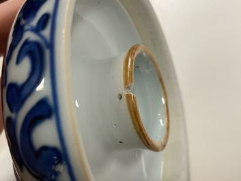 A Chinese blue and white two-piece brush washer, Kangxi