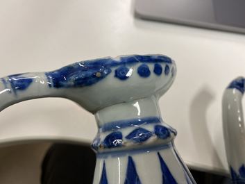 A Chinese blue and white Islamic market 'aftaba' ewer, Kangxi
