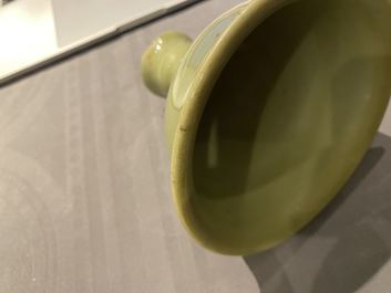 A Chinese monochrome celadon stem cup, Ming