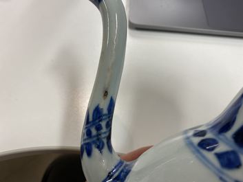 A Chinese blue and white Islamic market 'aftaba' ewer, Kangxi