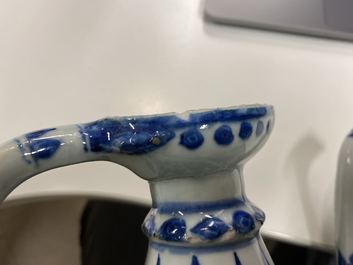 A Chinese blue and white Islamic market 'aftaba' ewer, Kangxi