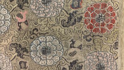 Three Chinese silk embroidered 'Star gods and immortals' panels, 19th C.