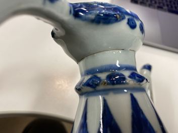 A Chinese blue and white Islamic market 'aftaba' ewer, Kangxi