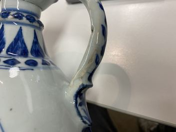 A Chinese blue and white Islamic market 'aftaba' ewer, Kangxi