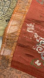 Three Chinese silk embroidered 'Star gods and immortals' panels, 19th C.