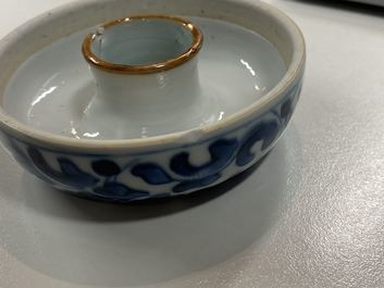 A Chinese blue and white two-piece brush washer, Kangxi