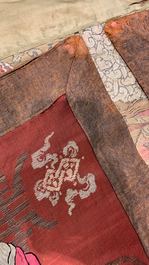 Three Chinese silk embroidered 'Star gods and immortals' panels, 19th C.