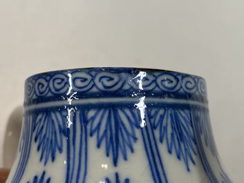 A Chinese blue and white soft paste miniature teapot, Kangxi