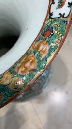 A large Chinese Canton famille rose vase, 19th C.