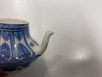 A Chinese blue and white soft paste miniature teapot, Kangxi