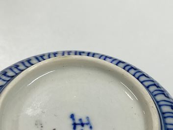 A Chinese blue and white soft paste miniature teapot, Kangxi