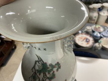 Three Chinese famille rose vases, 19/20th C.