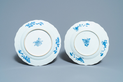 A pair of Chinese blue and white 'Xi Xiang Ji' dishes, Qianlong