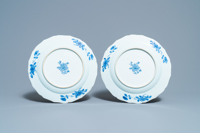 A pair of Chinese blue and white 'Xi Xiang Ji' dishes, Qianlong