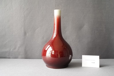 A Chinese monochrome langyao-glazed bottle vase, Qianlong