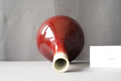 A Chinese monochrome langyao-glazed bottle vase, Qianlong